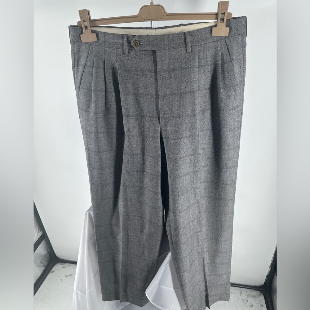 Vintage made in Italy gray plaid dress trousers